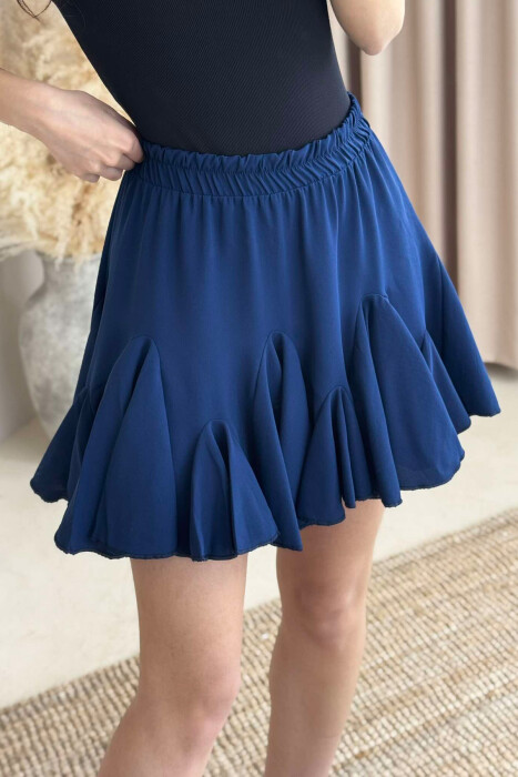 ONE COLOR SHORT WOMEN SKIRT DARK BLUE/BEE - 3