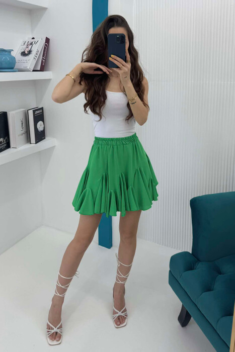 ONE COLOR SHORT WOMEN SKIRT LIGHT GREEN/JEZB 