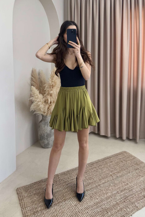 ONE COLOR SHORT WOMEN SKIRT OLIVE/ULLI 
