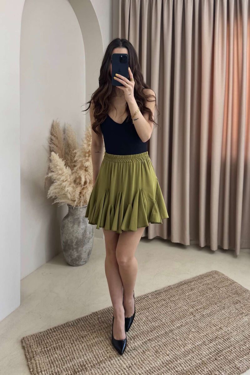 ONE COLOR SHORT WOMEN SKIRT OLIVE/ULLI - 2