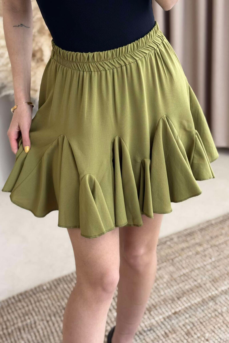 ONE COLOR SHORT WOMEN SKIRT OLIVE/ULLI - 3