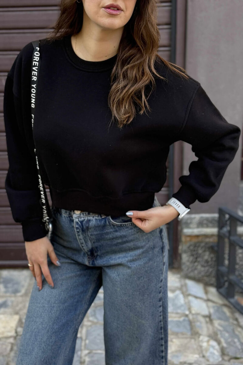 ONE COLOR SHORT WOMEN SWEATSHIRT BLACK/ E ZEZE - 3