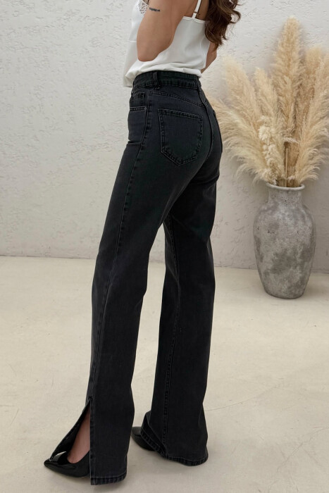 ONE COLOR SIDE CUTTED WOMAN JEANS BLACK/ E ZEZE - 2