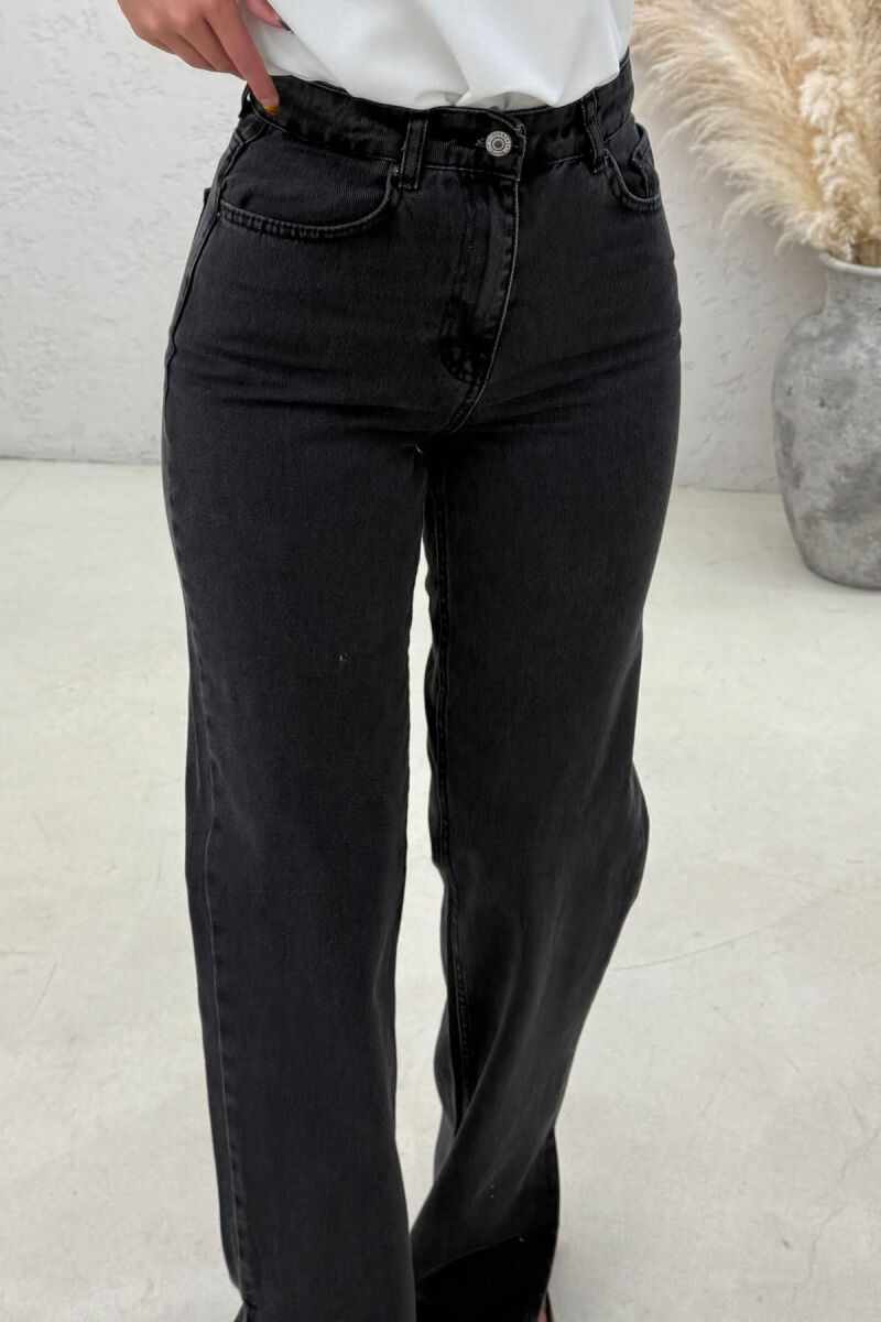 ONE COLOR SIDE CUTTED WOMAN JEANS BLACK/ E ZEZE - 3