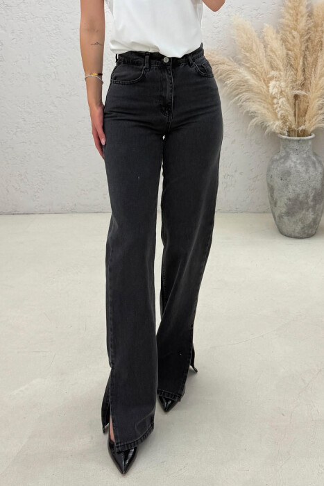 ONE COLOR SIDE CUTTED WOMAN JEANS BLACK/ E ZEZE - 4