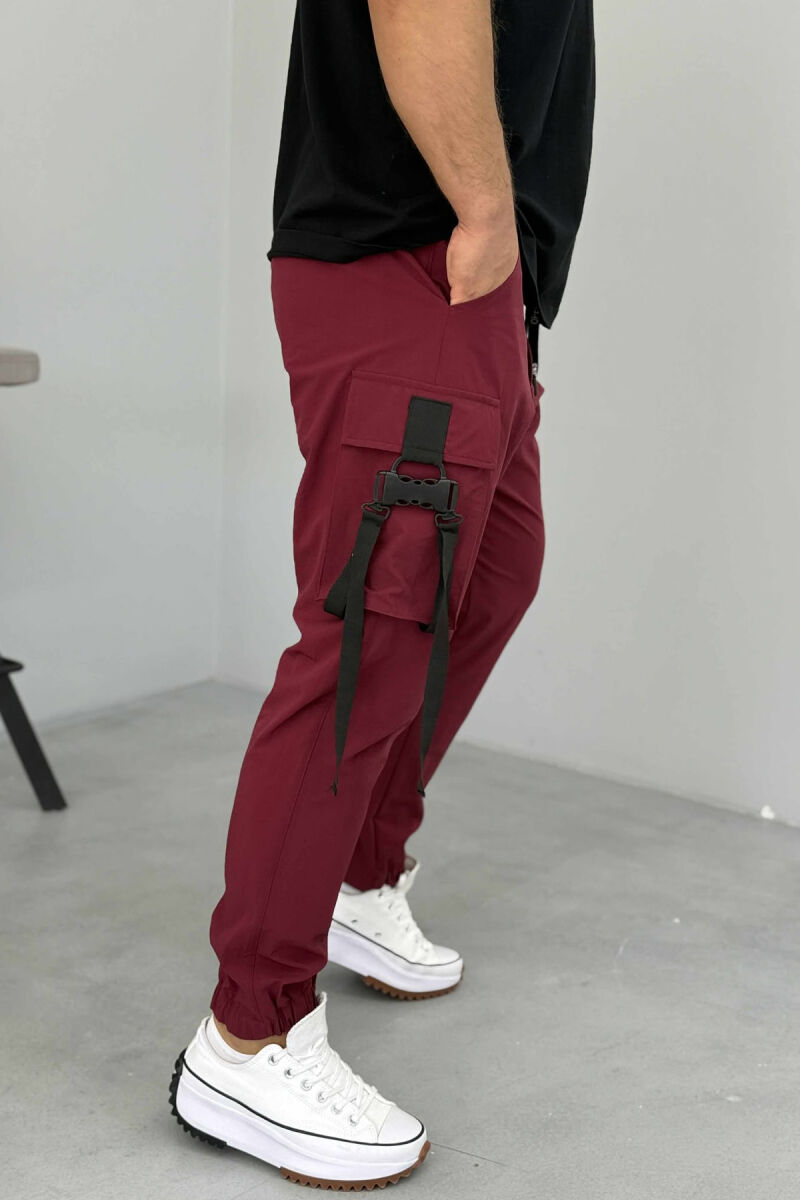 ONE COLOR SIDE POCKETS DETAILS MEN PANTS BURGUNDY/VISHNJE - 4