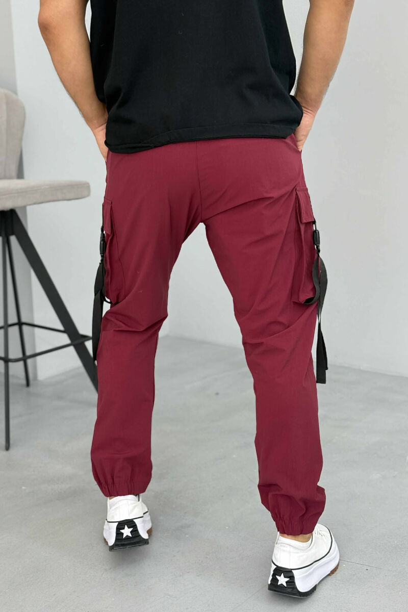 ONE COLOR SIDE POCKETS DETAILS MEN PANTS BURGUNDY/VISHNJE - 3