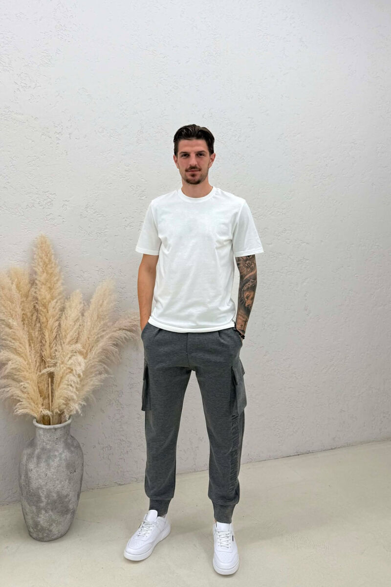 ONE COLOR SIDE POCKETS SIMPLE MEN JOGGERS GREY/GRI - 1