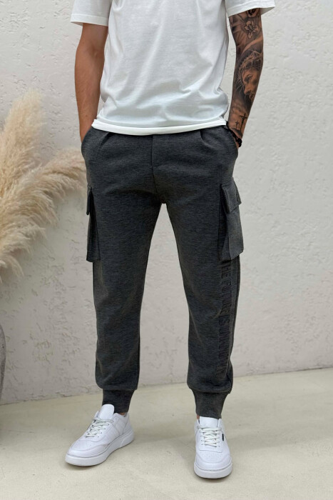 ONE COLOR SIDE POCKETS SIMPLE MEN JOGGERS GREY/GRI - 2