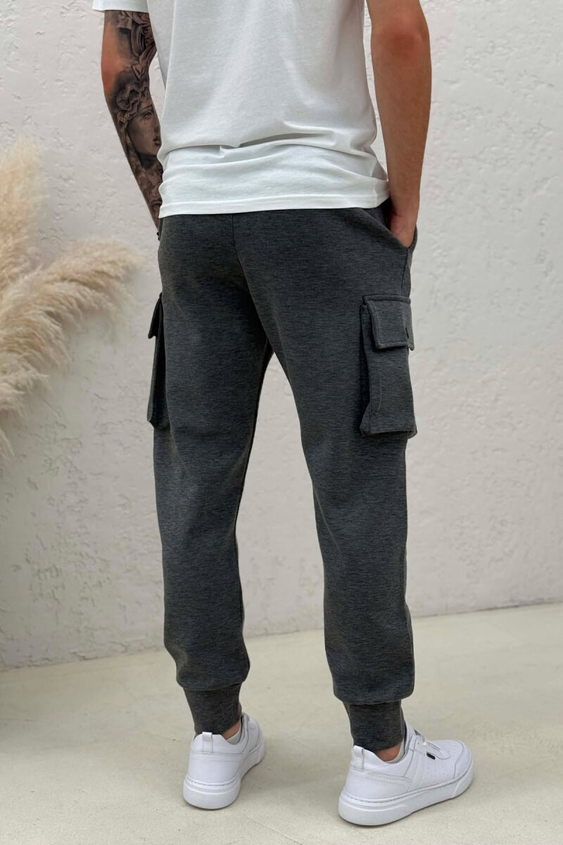 ONE COLOR SIDE POCKETS SIMPLE MEN JOGGERS GREY/GRI - 3