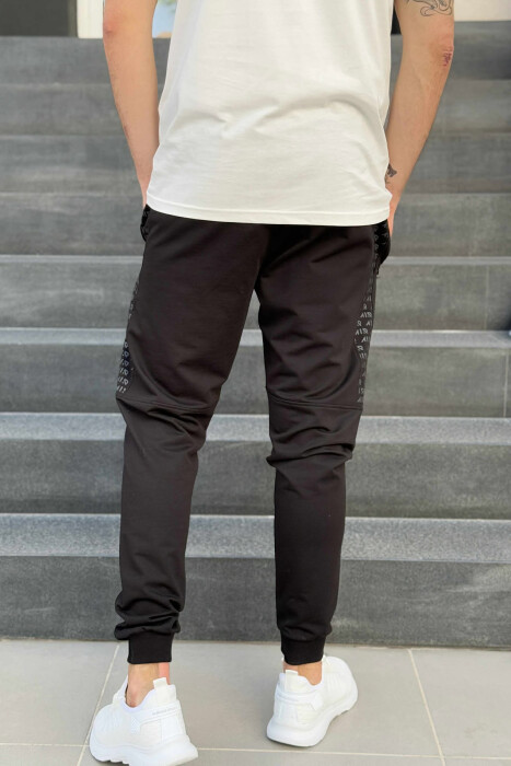 ONE COLOR SIDE WRITTINGS MEN SWEATPANTS BLACK/ E ZEZE - 4