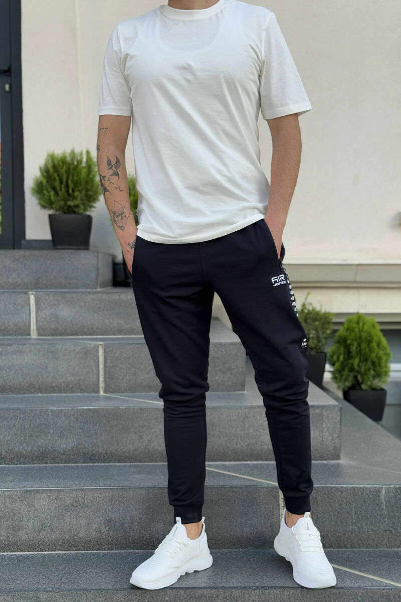 ONE COLOR SIDE WRITTINGS MEN SWEATPANTS DARK BLUE/BEE - 1