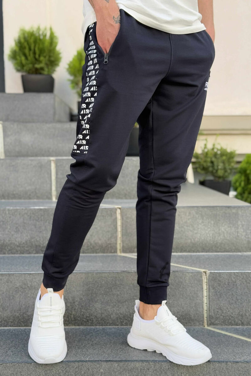 ONE COLOR SIDE WRITTINGS MEN SWEATPANTS DARK BLUE/BEE - 2