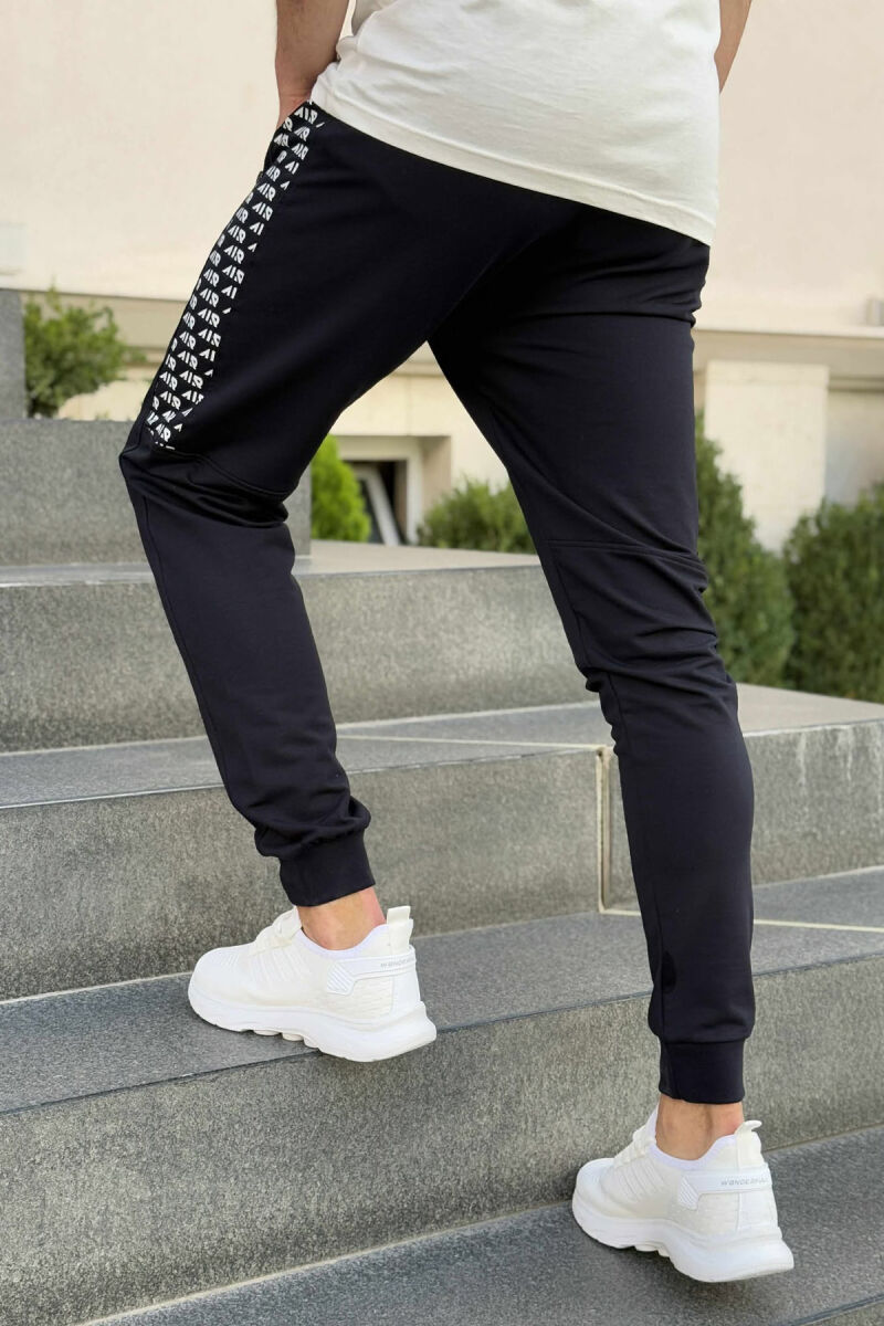 ONE COLOR SIDE WRITTINGS MEN SWEATPANTS DARK BLUE/BEE - 4