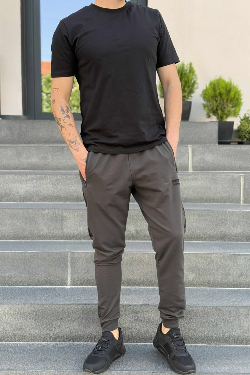 ONE COLOR SIDE WRITTINGS MEN SWEATPANTS DARK GREEN/JEE - 1