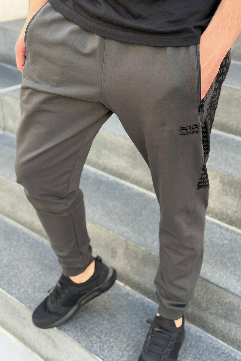 ONE COLOR SIDE WRITTINGS MEN SWEATPANTS DARK GREEN/JEE - 3