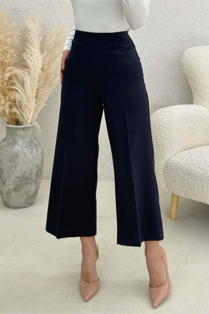 ONE COLOR SIDE ZIPPER WOMEN TROUSERS BLUE/BLU - 3