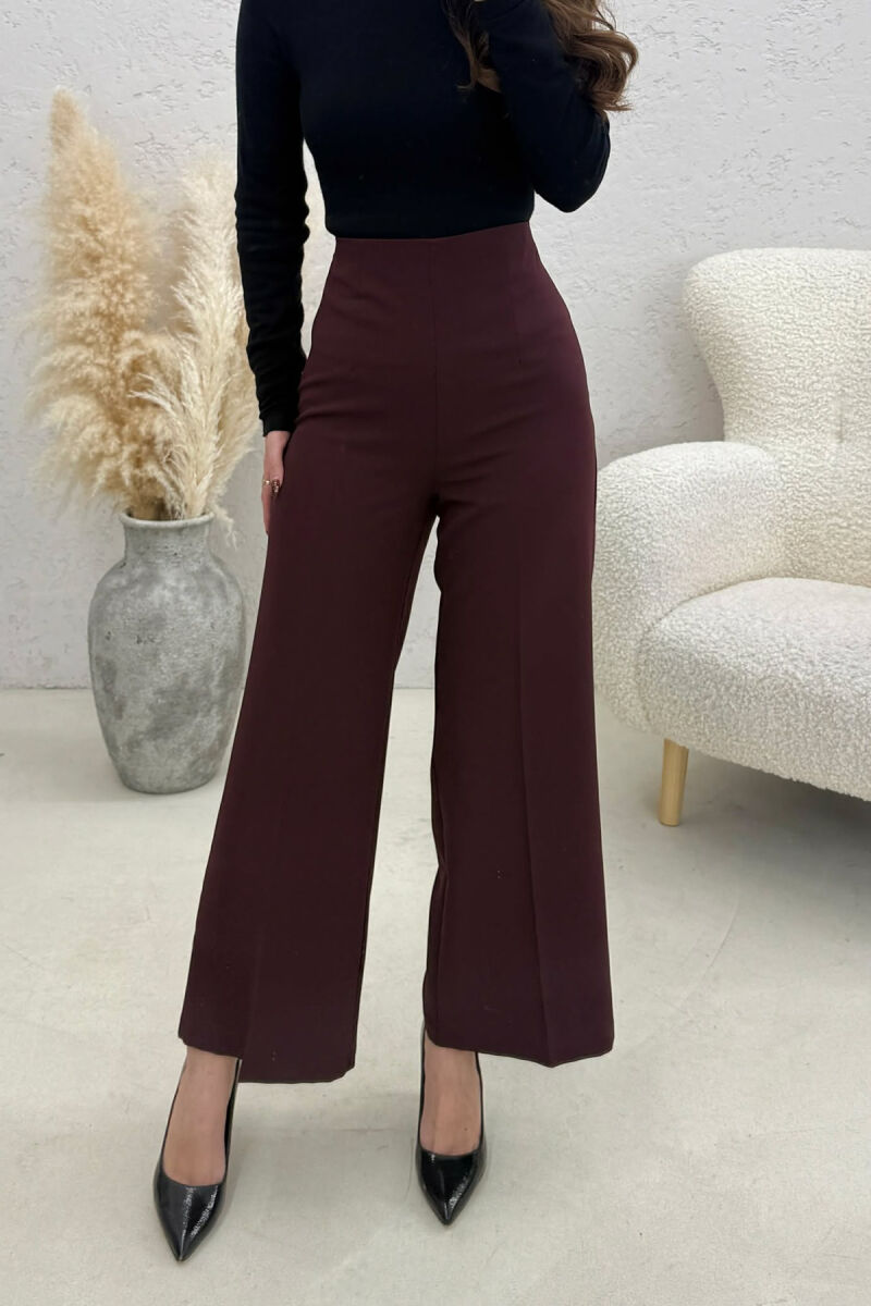 ONE COLOR SIDE ZIPPER WOMEN TROUSERS BURGUNDY/VISHNJE - 3