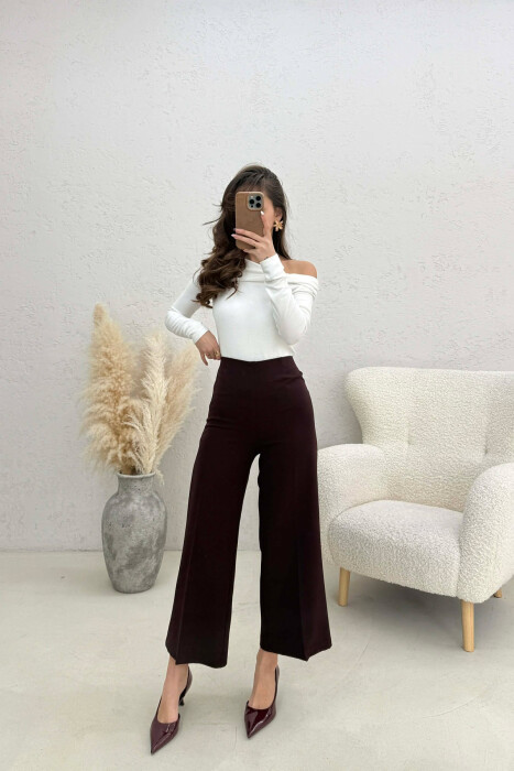 ONE COLOR SIDE ZIPPER WOMEN TROUSERS DARK BURGUNDY/VISHNJE E ERRET - 1