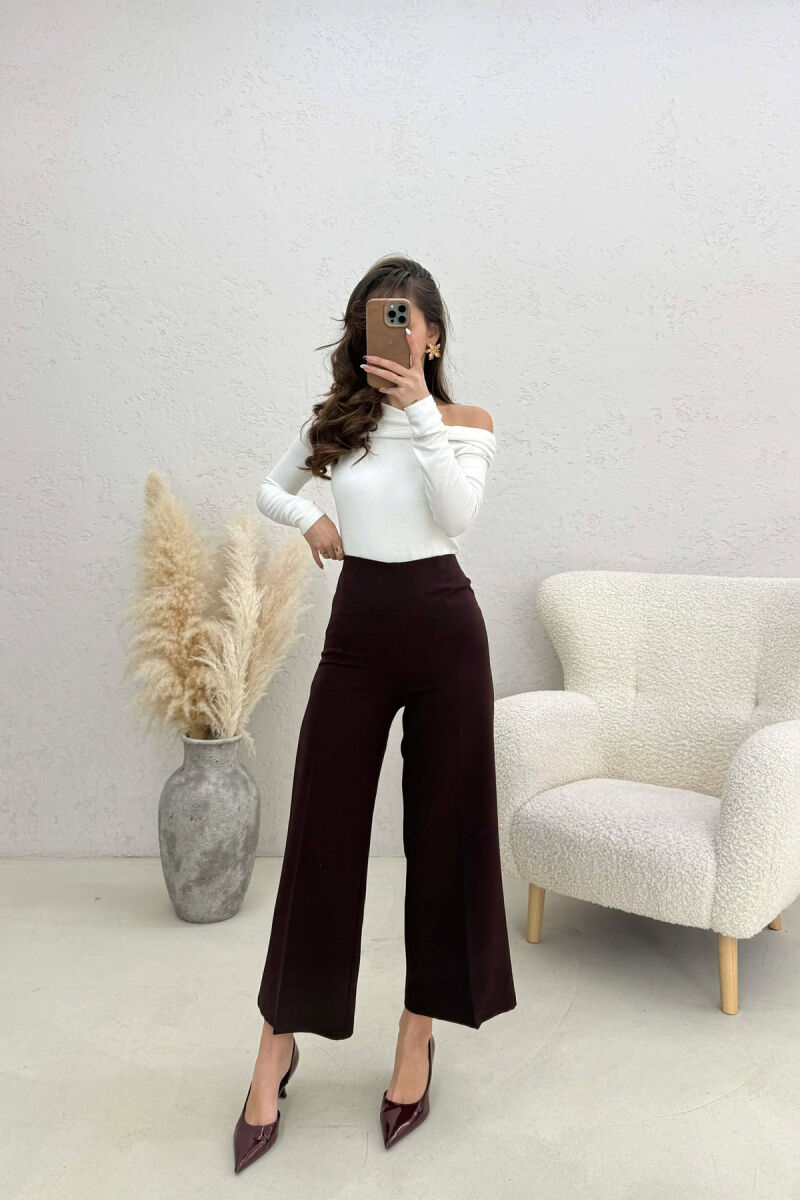 ONE COLOR SIDE ZIPPER WOMEN TROUSERS DARK BURGUNDY/VISHNJE E ERRET - 1