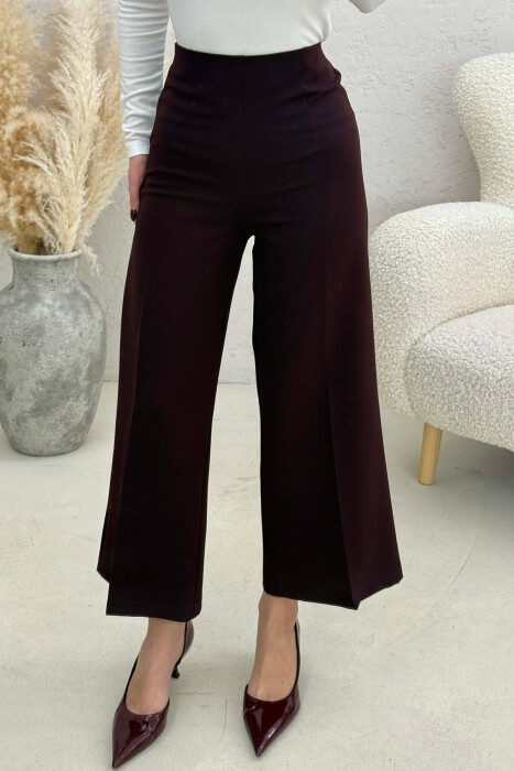 ONE COLOR SIDE ZIPPER WOMEN TROUSERS DARK BURGUNDY/VISHNJE E ERRET - 2