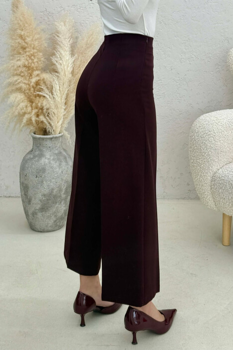 ONE COLOR SIDE ZIPPER WOMEN TROUSERS DARK BURGUNDY/VISHNJE E ERRET - 4