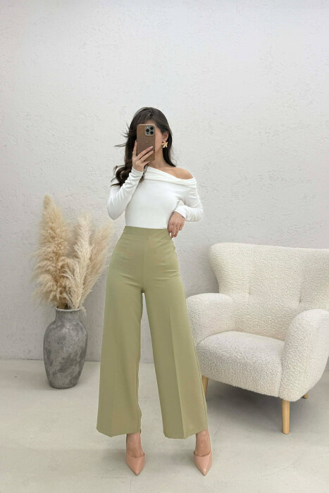 ONE COLOR SIDE ZIPPER WOMEN TROUSERS MINT/MENTE - 1