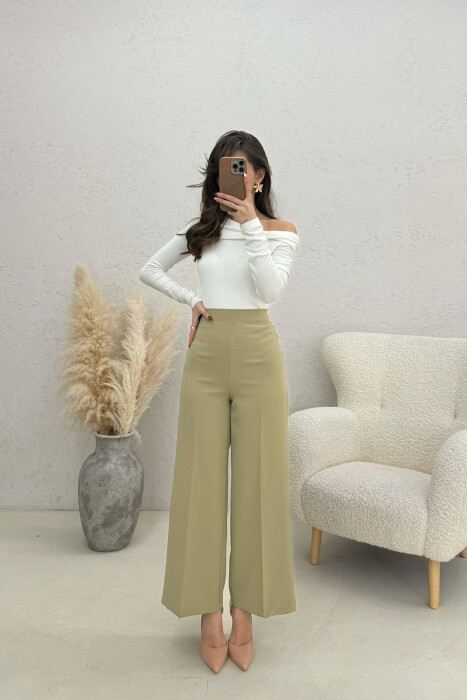 ONE COLOR SIDE ZIPPER WOMEN TROUSERS MINT/MENTE - 2