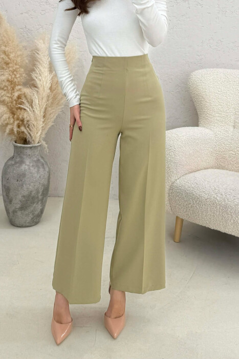 ONE COLOR SIDE ZIPPER WOMEN TROUSERS MINT/MENTE - 3