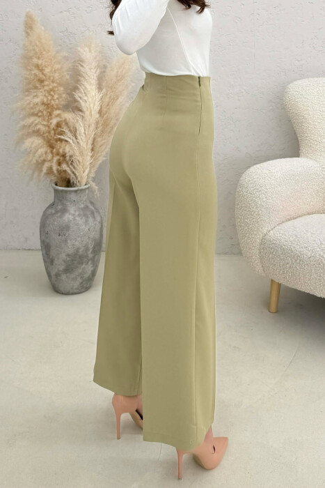 ONE COLOR SIDE ZIPPER WOMEN TROUSERS MINT/MENTE - 4