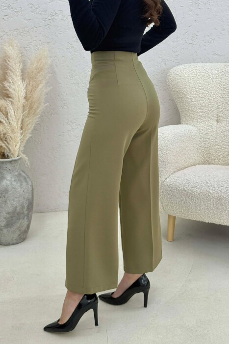 ONE COLOR SIDE ZIPPER WOMEN TROUSERS OLIVE/ULLI - 2