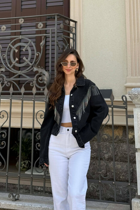 XHAKETE NJE NGJYRESHE XHINS ME DETAJE SILVER PER FEMRA NE NGJYRE TE ZEZE - KLAUDIO FASHION