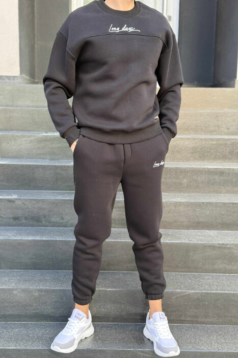 ONE COLOR SIMPLE BLOUSE+JOGGERS MEN SET BLACK/ E ZEZE 