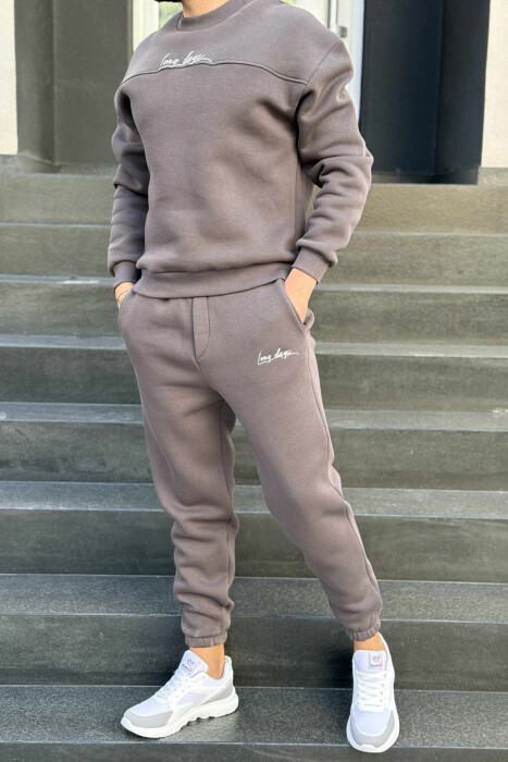 ONE COLOR SIMPLE BLOUSE+JOGGERS MEN SET DARK GREY/GEE 