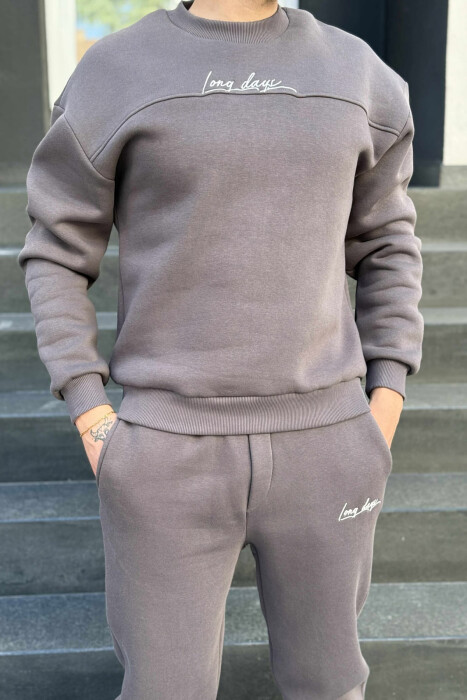 ONE COLOR SIMPLE BLOUSE+JOGGERS MEN SET DARK GREY/GEE - 2