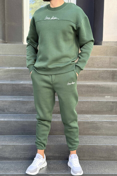 ONE COLOR SIMPLE BLOUSE+JOGGERS MEN SET GREEN/JESHILE 