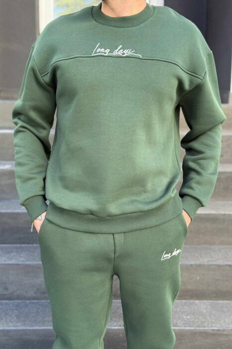 ONE COLOR SIMPLE BLOUSE+JOGGERS MEN SET GREEN/JESHILE - 2
