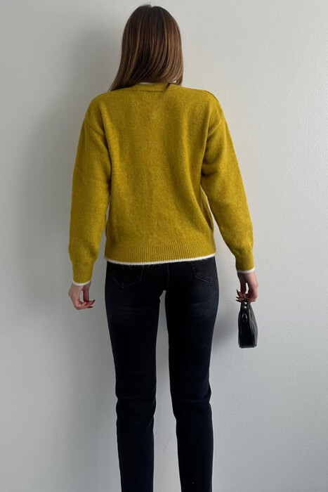 ONE COLOR SIMPLE BUTTONED WOMEN CARDIGAN LIGHT GREEN/JEZB - 4