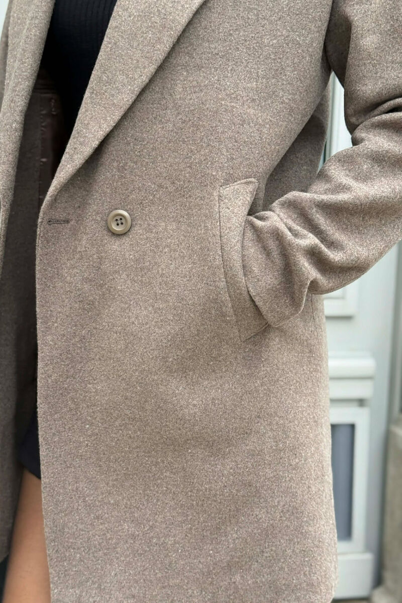 ONE COLOR SIMPLE BUTTONED WOMEN COAT DARK GREY/GEE - 5