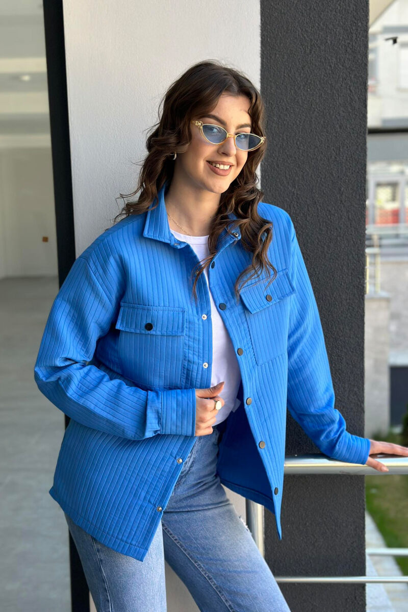 ONE COLOR SIMPLE BUTTONS WOMAN SHIRT BLUE/BLU - 1