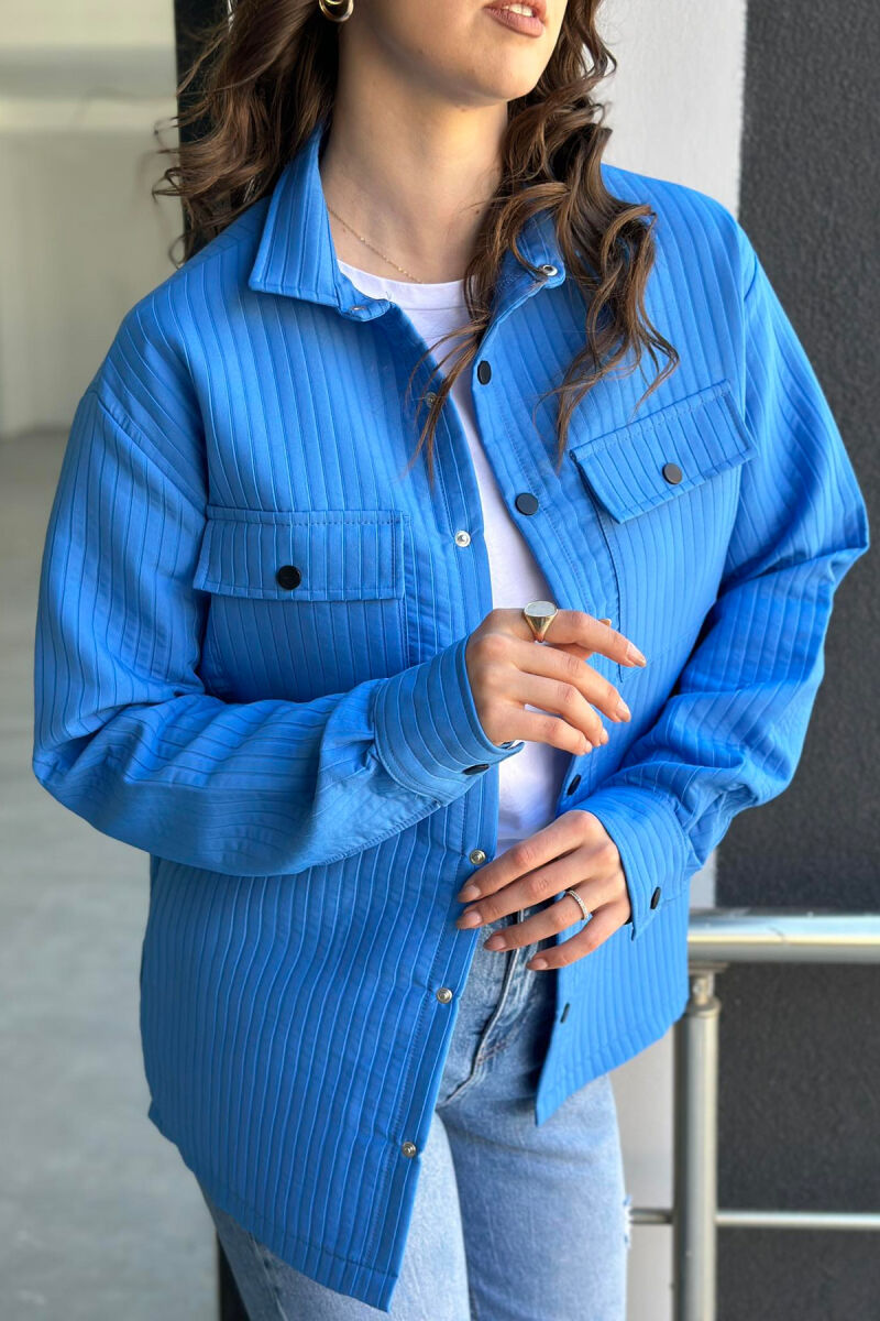 ONE COLOR SIMPLE BUTTONS WOMAN SHIRT BLUE/BLU - 3