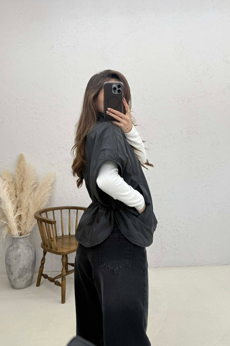 ONE COLOR SIMPLE CAPE WOMEN JACKET BLACK/ E ZEZE - 2