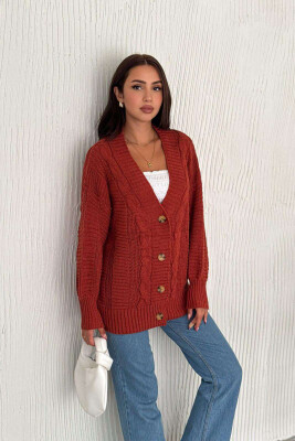 ONE COLOR SIMPLE CARDIGANS WITH BUTTONS FOR WOMAN BRICK/TULLE 