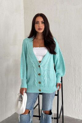 ONE COLOR SIMPLE CARDIGANS WITH BUTTONS FOR WOMAN MINT/MENTE 