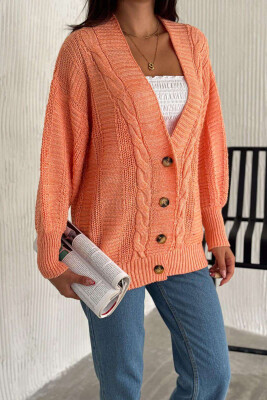 ONE COLOR SIMPLE CARDIGANS WITH BUTTONS FOR WOMAN POWDER/PUDER 