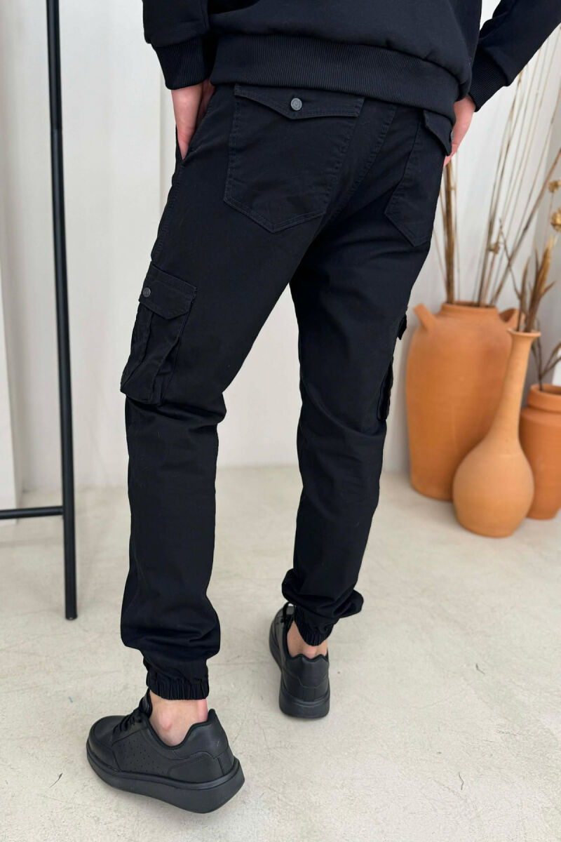 ONE COLOR SIMPLE CARGO MEN PANTS BLACK/ E ZEZE - 3
