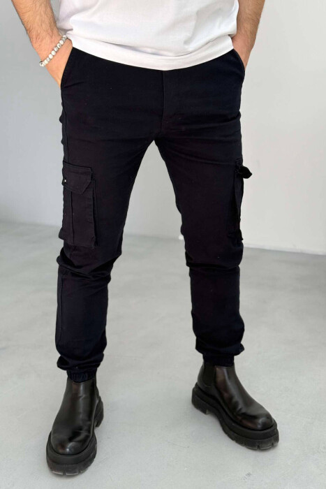 ONE COLOR SIMPLE CARGO MEN PANTS IN DARK BLUE COLOR 