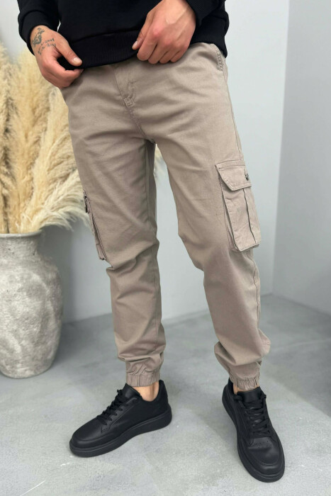 ONE COLOR SIMPLE CARGO MEN PANTS GREY/GRI - 2