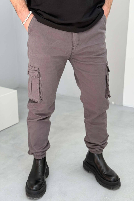 ONE COLOR SIMPLE CARGO MEN PANTS IN GREY COLOR 