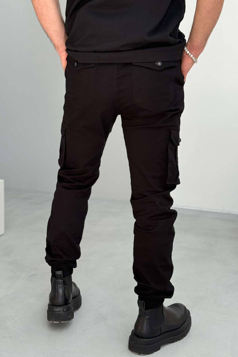 ONE COLOR SIMPLE CARGO MEN PANTS IN BLACK COLOR - 2